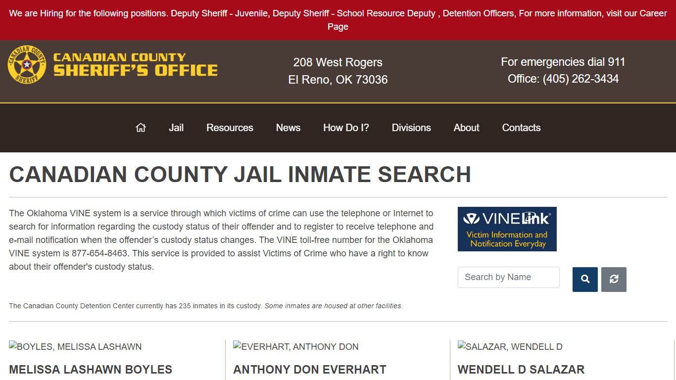 Inmate Search - Canadian County Sheriff's Office